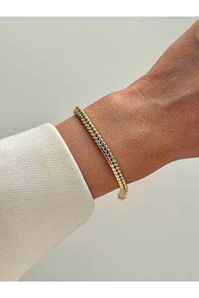 YOUES JEWELRY CM Lüx 14K Altın Renk Premium Kuyumcu Model Bileklik Altın Kapl...