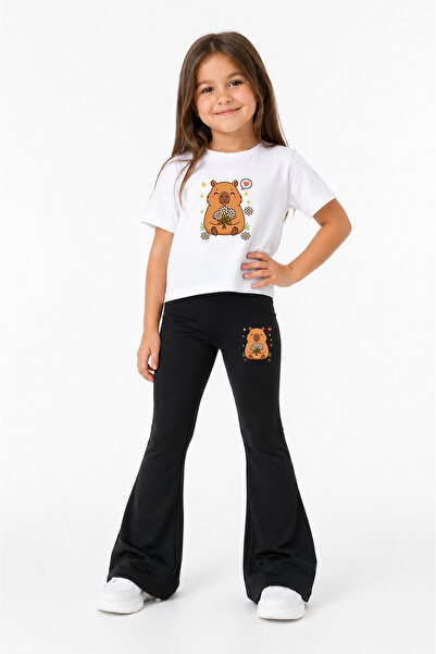VODEXA Spanish Style Leggings and Printed T-Shirt Set Girls' Casual Sports Co...