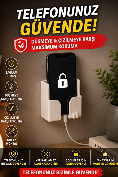 İBERİALHOME Duvara Monte Telefon Tutucu | Şarj Telefon Standı | Kendinden Yap...