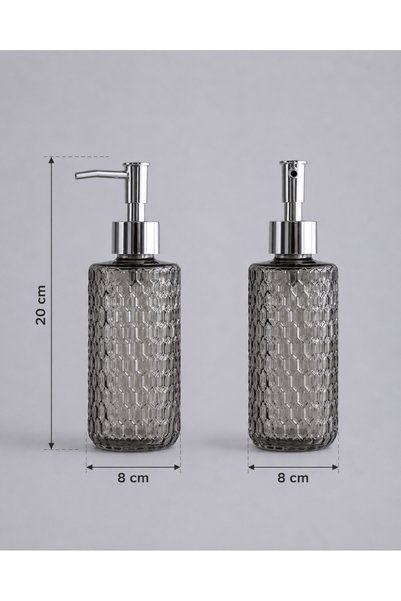 R-EYLA R'Eyla Bathroom Vela Glass Liquid Soap Dispenser 350 ml Decorative Bathroom Dispenser with Silver Pump 20X8 cm