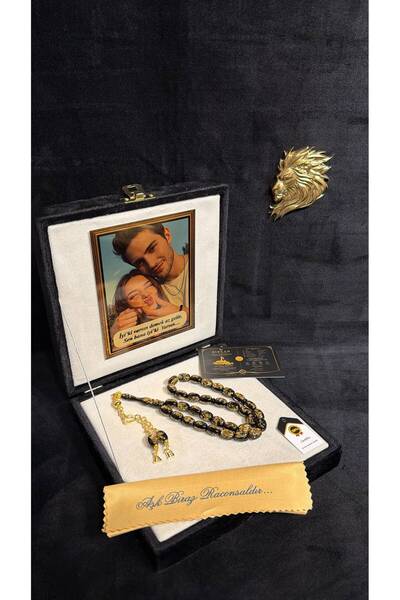 BİRCAN TASARIM Golden Rosary Premium Kutulu Kişiye Özel Resim, Yazı, İsim, Ha...