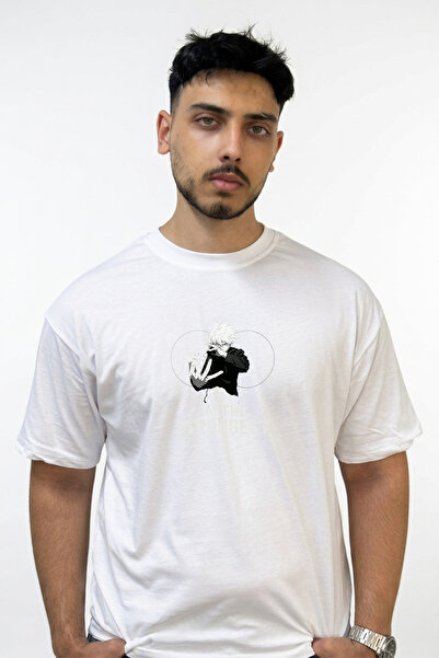 Anetos Gojo Satoru_82 Design Printed Oversize White T-Shirt