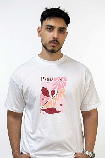 Anetos Μπλουζάκι Paris Amour Design με στάμπα σε μεγάλο μέγεθος, λευκό