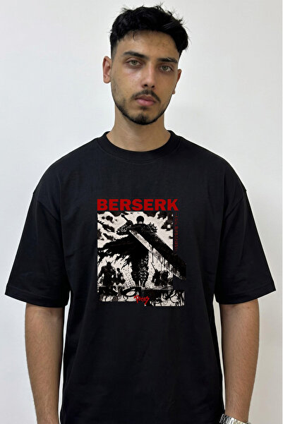 Anetos Guts Berserk_15 Design Printed Oversize Black T-Shirt