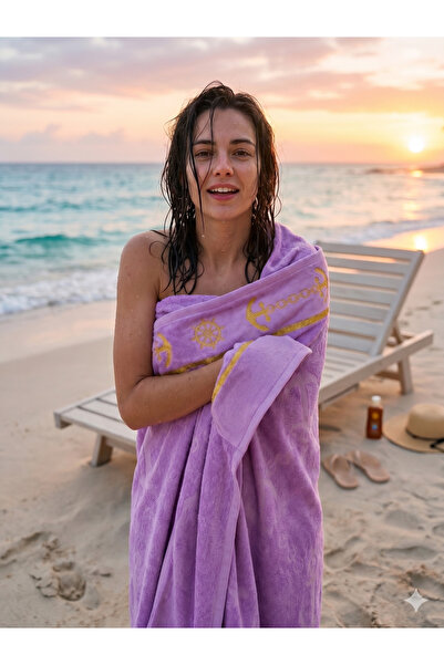 Damlaiso Beach Towel with Gold Details, 100% Cotton