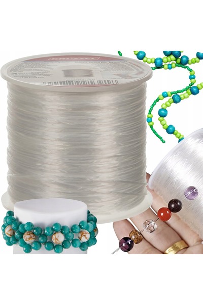 Ayawaska Elastic pentru bratari 40 m, fir cauciucat 1 mm pentru bijuterii han...