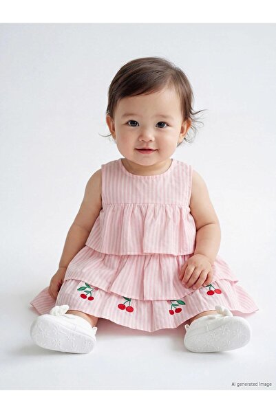 LC Waikiki Cherry Embroidered Baby Girl Dress (S6)