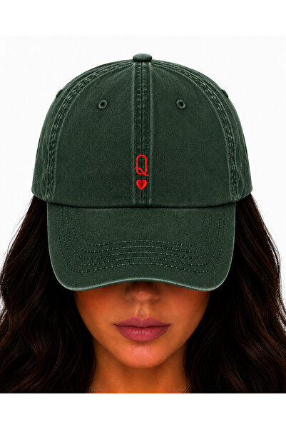 WeavedCo Queen of Hearts Embroidered Hat, Vintage Washed Baseball Cap (Queen ...