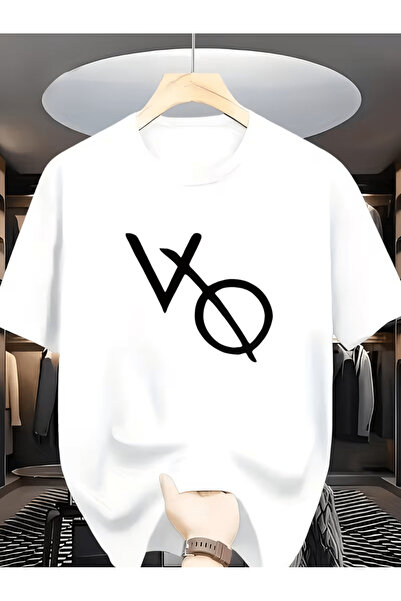 NOURAM Minimalist V-Shaped Circular Symbol Print T-Shirt, Summer Casual Versa...