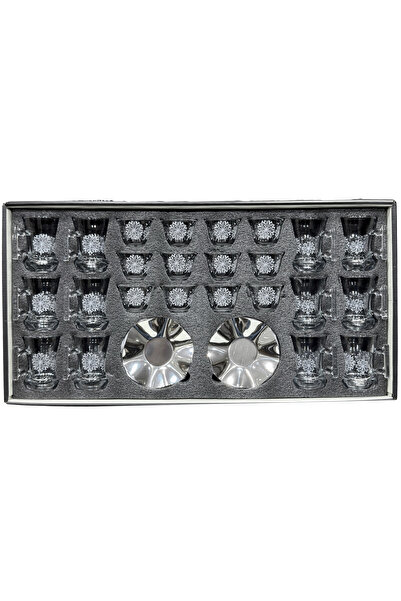 ALQANNAS Tea Cup Set or Coffee Cup Set Crystal Embossed with Saucer Steel 36P...