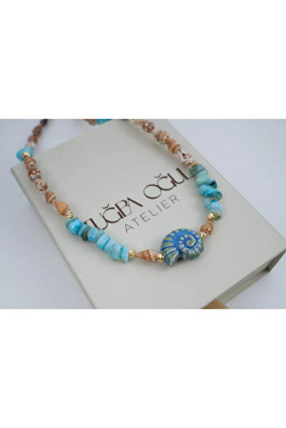 ATELİER TUĞBA Ykl101 Coral Stone Heart Necklace