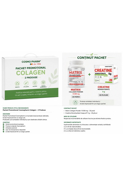 Cosmo Pharm PACHET MATRIX COLLAGEN POWDER 375gr + CREATINE 5gr x 30plic