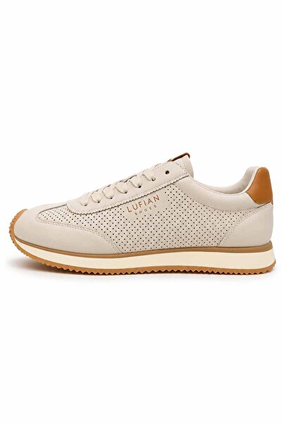 Lufian Men's 100% Genuine Leather Sneaker Beige Casual Sports Shoes Lightweig...