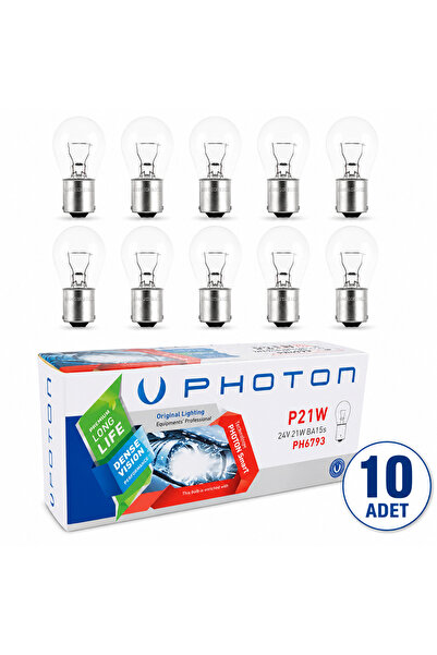 Photon 24 Volt Otobüs Tır Kamyon ve Dorse Uyumlu Fren Ampulü P21W 24V 93 Ampu...