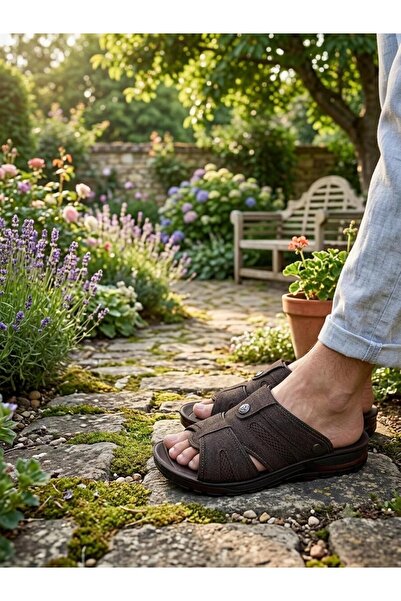 POLİKAMP Coffee Color Men's Garden Work Factory Workplace Sturdy Slippers San...
