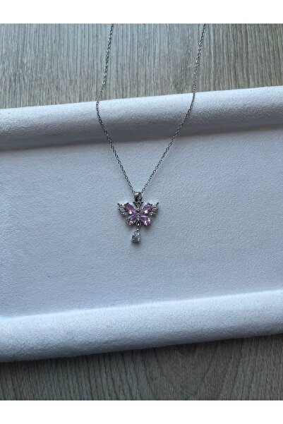 Pel Design Butterfly Detailed Dangling Steel Necklace Handmade