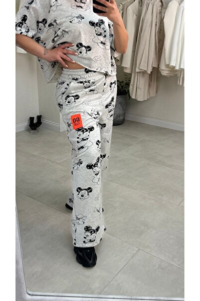 liya butik Gri Micky Mouse Eşofman Altı