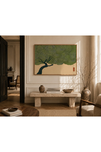 Boho wellness studio Ahşap Çerçeveli Japon Çam Ağacı Poster Tablo | Zen Japan...