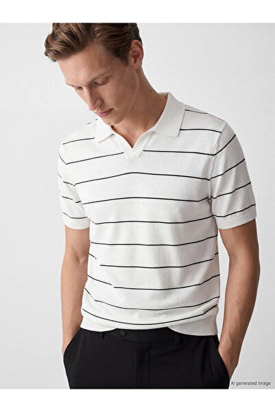 LC Waikiki Vizyon New Season Polo Neck Striped Men's Knitwear T-Shirt