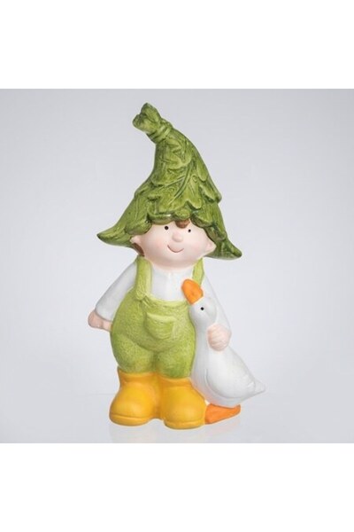 SHOPIENS Statuetă decorativă de grădină, băiat cu rățușcă, figurină ceramică,...