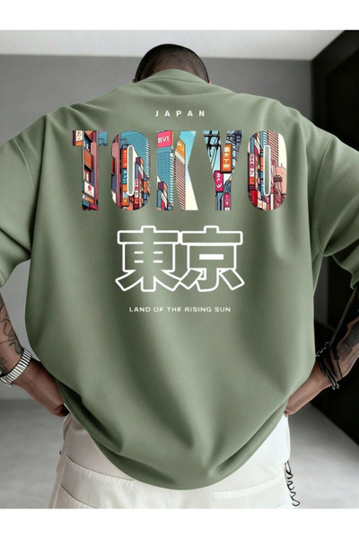 Revasser Unisex Ανδρικό/Γυναικείο πολύχρωμο T-Shirt TOKYO με προσαρμοσμένη στ...