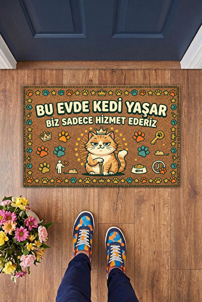 Charmbi A Cat Lives in This House Door Mat 40X60 Digital Printed Modern Decor...