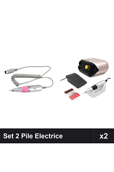 NAİLS Set 2 Pile Electrice Profesionale Manichiură Pedichiură 35000 RPM Rose ...