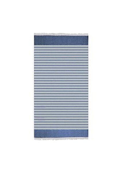 SHOPIENS Prosop de plajă Hamam alb-albastru cu dungi romboidale 180 x 100 cm
