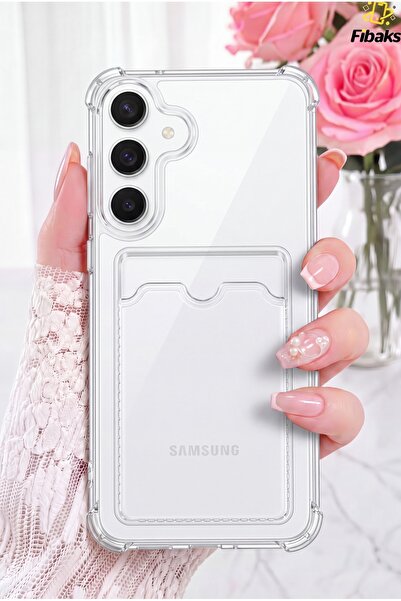 Fibaks Galaxy S25 FE Kılıf Kamera Koruma ve Köşe Korumalı Kartlıklı Cüzdanlı ...