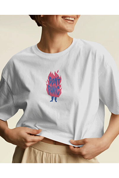 buzagi tasarım ürünleri Don'T Panic Unisex White Regular T-Shirt