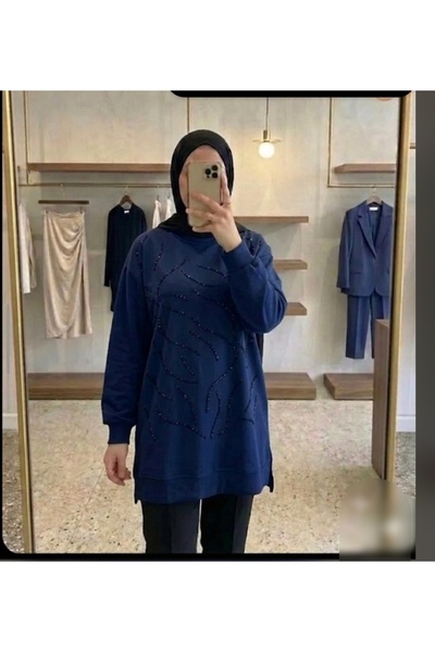azramfashıon tekstil Ženska tunika sa hidžabom ukrašena valovitim kamenjem
