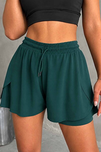 vynor atelier Women's Double Layer Shorts Leggings – High Waist Running, Fitn...