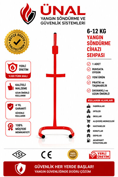 ünalgrup 6-12 kg Yangın Söndürme Cihazı Sehpası Yangın Söndürücü Standı Metal...