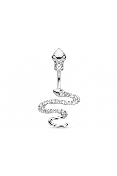 Karaşah Yılan Zirkon Çelik Göbek Piercing