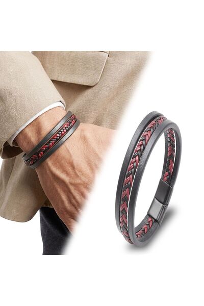 OGHAMAY Red Black Hair Braided Multiple Bracelet 18393B10D3