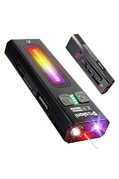 POSLANİ EDC 1500 Lumen - Ultraviyole Işıklı - RGB- Şarjlı El Feneri