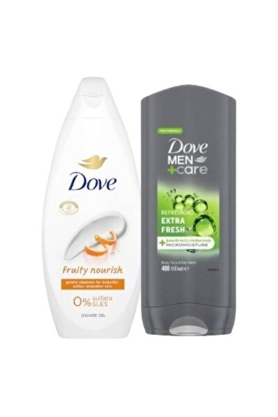 Dove Pachet Deodorant Gel de duș Men+Care Extra Fresh, 400ml & Gel de duș Ess...