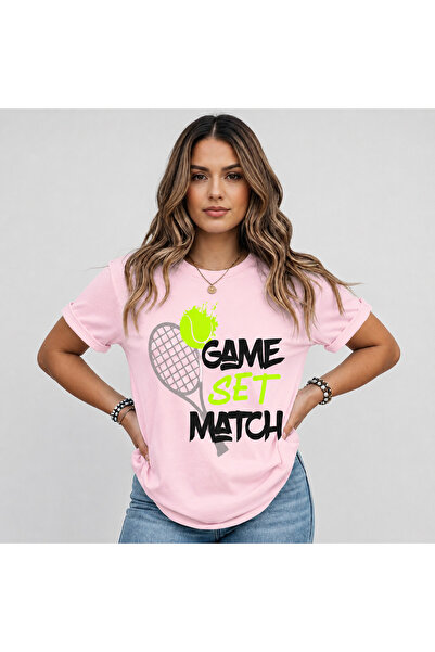 VODEXA Unisex Oversize T-Shirt Tenni̇s 4 Printed 100% Cotton T-Shirt Comforta...