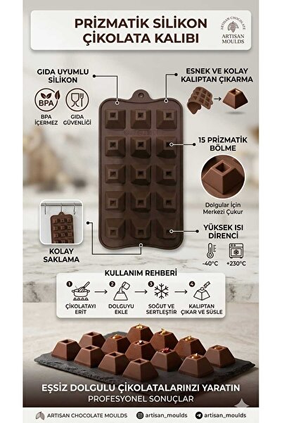 LOVYCO Prismatic Silicone Chocolate Mold with 15 Cavities - Heat Resistant, B...