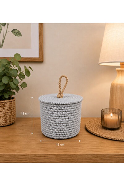 ÖRGÜM Organizator decorativ multifuncțional cu capac 15x15 cm