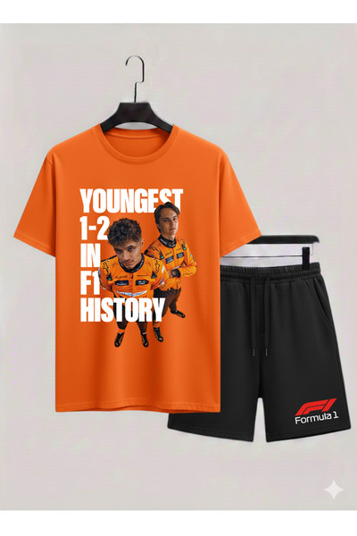 MAGORS Lando Norris Printed 100% Cotton Crewneck Kids T-Shirt-Shorts F1 Dual Set