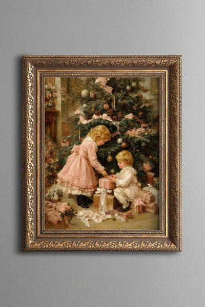 epiqart Children and Christmas Gifts – Vintage Patterned Painting – Thick Model