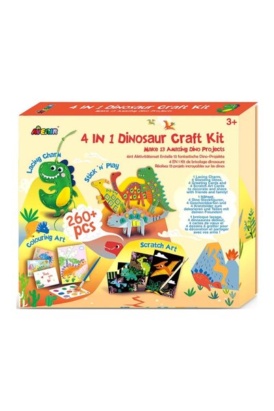 AVENİR 4 in 1 Dinosaur Craft Kit: Creative Dinosaur Craft Kit for Kids 3+