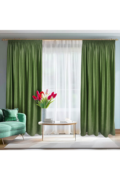 Arasya Home Design Draperie de Catifea Semi-Opaca 70% Verde