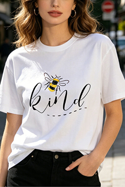 Fleck Womens T Shirts Bee Kind Graphic Print Casual Summer Top Trendy Streetw...