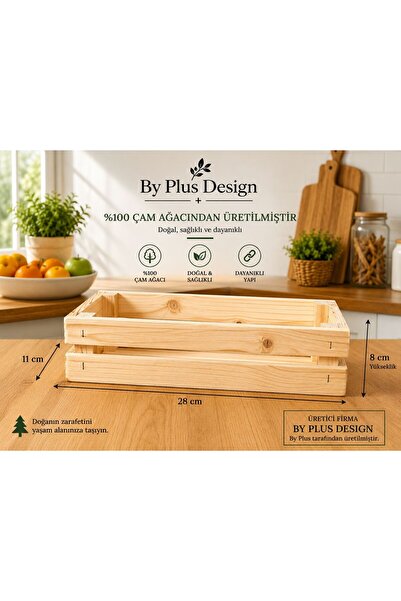BY Plus Design AHŞAP DEKORATİF KASA 28X11X8 CM TEZGAH ÜSTÜ ÇOK AMAÇLI DÜZENLE...