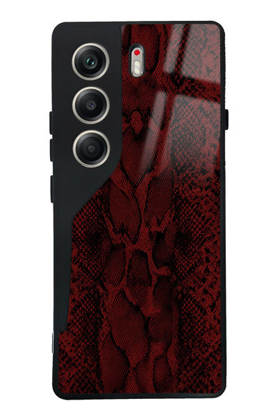 Spoyi Tecno Camon 40 Red Leather Design Glossy Phone Case