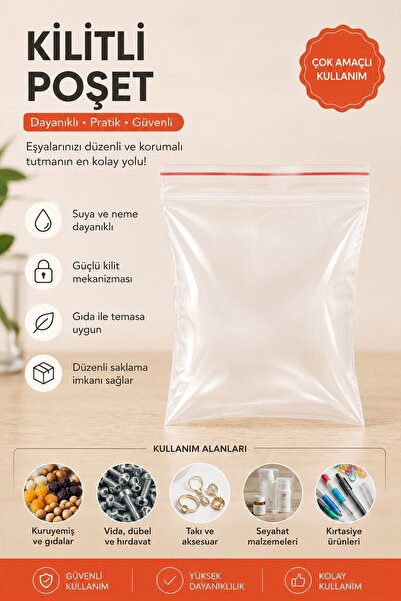 Butik 5x5 cm Kilitli Şeffaf Poşet Zipli Saklama Poşeti Gıda Takı Vida İçin 10...