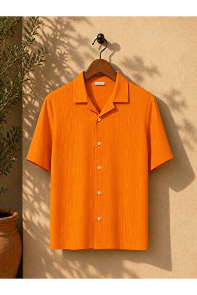 YNGMENCLASS Apaş Collar Lycra Flexible Fabric Wrinkle-Patterned Soft Textured...