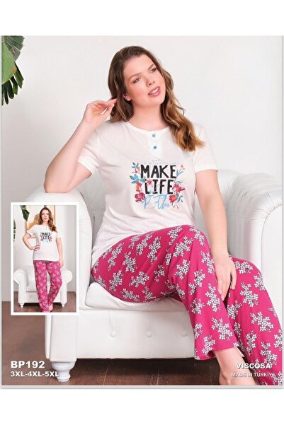 yula store Large Size Short Sleeve Buttoned Collar Women's Pajama Set 75% Cot...